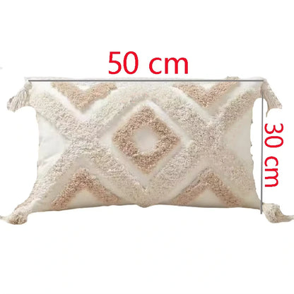 Nordic Bohemian Geometric Plush Cushion Covers with Tassels