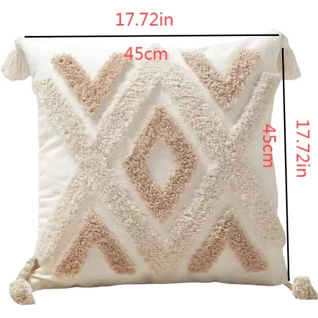 Nordic Bohemian Geometric Plush Cushion Covers with Tassels