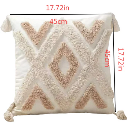 Nordic Bohemian Geometric Plush Cushion Covers with Tassels